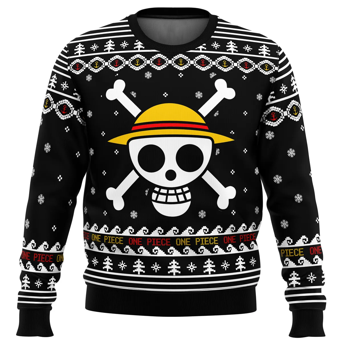 Straw-Hat-Pirates-Christmas-One-Piece_men-sweatshirt-FRONT-mockup
